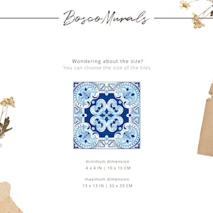 Vintage Blue & White Tile Wallpaper, Portuguese Azulejo Peel and Stick Mural, Mediterranean Pattern Wall DecorEuropean Tile Design 67 image 6