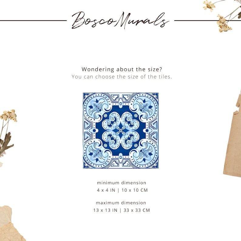Vintage Blue & White Tile Wallpaper, Portuguese Azulejo Peel and Stick Mural, Mediterranean Pattern Wall DecorEuropean Tile Design 67 image 6