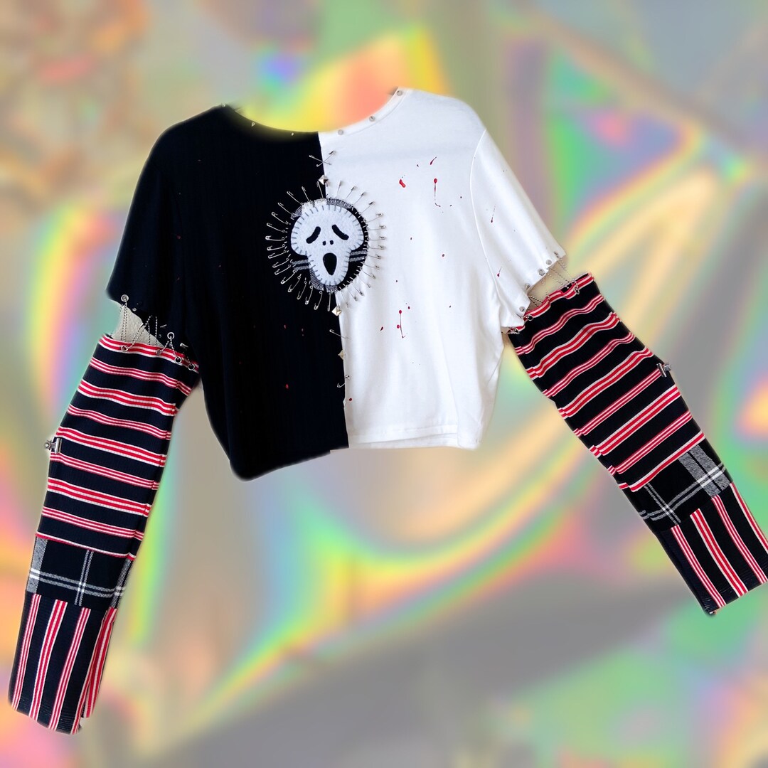 Ghostface Crop Top, Long Sleeve Scream Shirt, Horror Crop Top Etsy