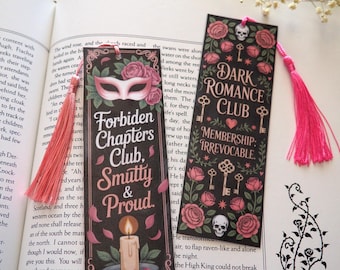 Forbidden romance bookmark set, spicy book lover bookmark set, set of 2, smut bookmarks, dark romance bookmarks, masquerade bookmarks