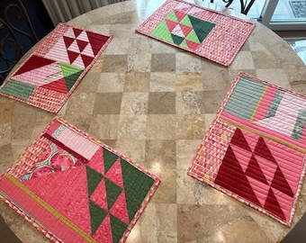 Summer Watermelon Quilted Reversible Placemats #1