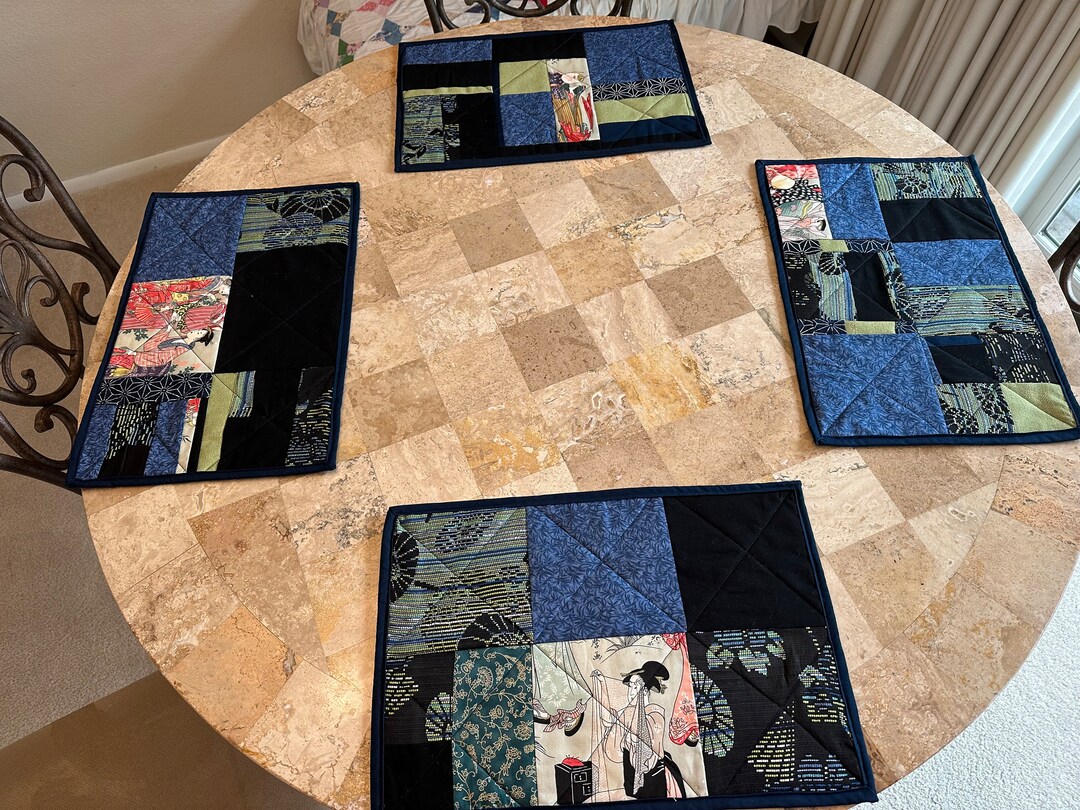 Japanese Quilted Reversible Placemats 5 Etsy