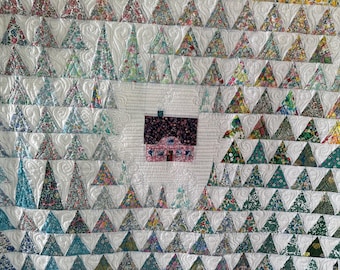 Cottage in the Enchanted Forest - Textile Wall Hanging or Quilt (87”x87”)