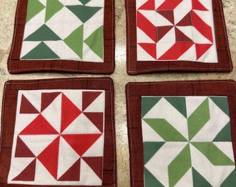 Christmas Barn Quilts Mug Rugs # 2