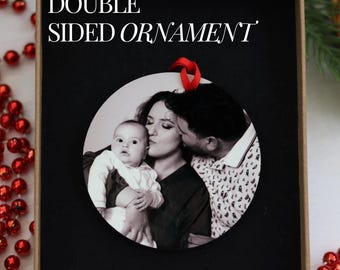 Double Sided Photo Ornament Christmas Custom Ornament Family Keepsake Baby First Christmas Tree Holiday Gift Photo Christmas Ornament Décor