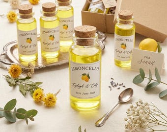 Limocello Wedding Favor bottle with cork Limocello Themed Wedding Favour Personalised Limoncello Bottle Favor Custom Wedding Shot Favor