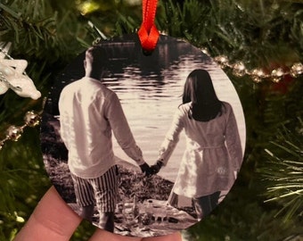 Personalized Photo Ornament Christmas Double sided Photo Keepsake First Christmas Photo Gift Family Portrait Ornament Custom Tree Decoration