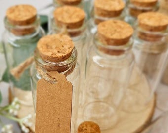 Miniature Glass Bottle Cork Sand Small Glass Jar Lid Kitchen Mini Glass Jar Favour Party Mini Bottle Tag Wedding Tiny Seed Jar Keepsake