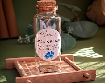 Personalised Hair Keepsake Glass Box Mum Memorial Keepsake Lock of Hair Human Ashes Storage Memorial Tin Keepsake Container Lock of Hair