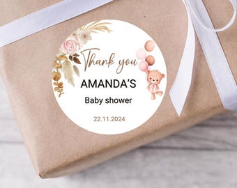 Baby Shower Gift Sticker Personalised Baby Shower Sticker Bag Baby Girl Shower Decoration Custom Sticker Sheet Kids Sticker Label Favor