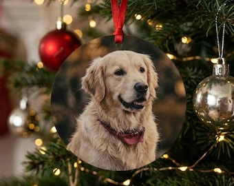 Personalised Pet Photo Christmas Ornament Custom Dog Picture Bauble Double sided Photo Pet Ornament Keepsake Gift Dog Lover Christmas Decor
