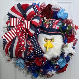 Patriotic Eagle wreath, 4th of July wreath, eagle wreath, patriotic wreath, patriotic wreath with eagleMemorial Day wreath, bold eagle decor