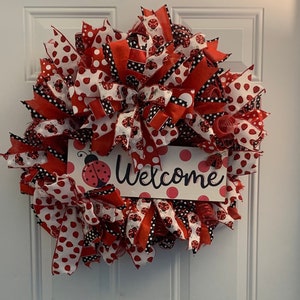 Ladybug decor perfect wreath for Mother’s Day gift and spring wreath summer wreath lady big wreath decor a great gift idea for the ladybug