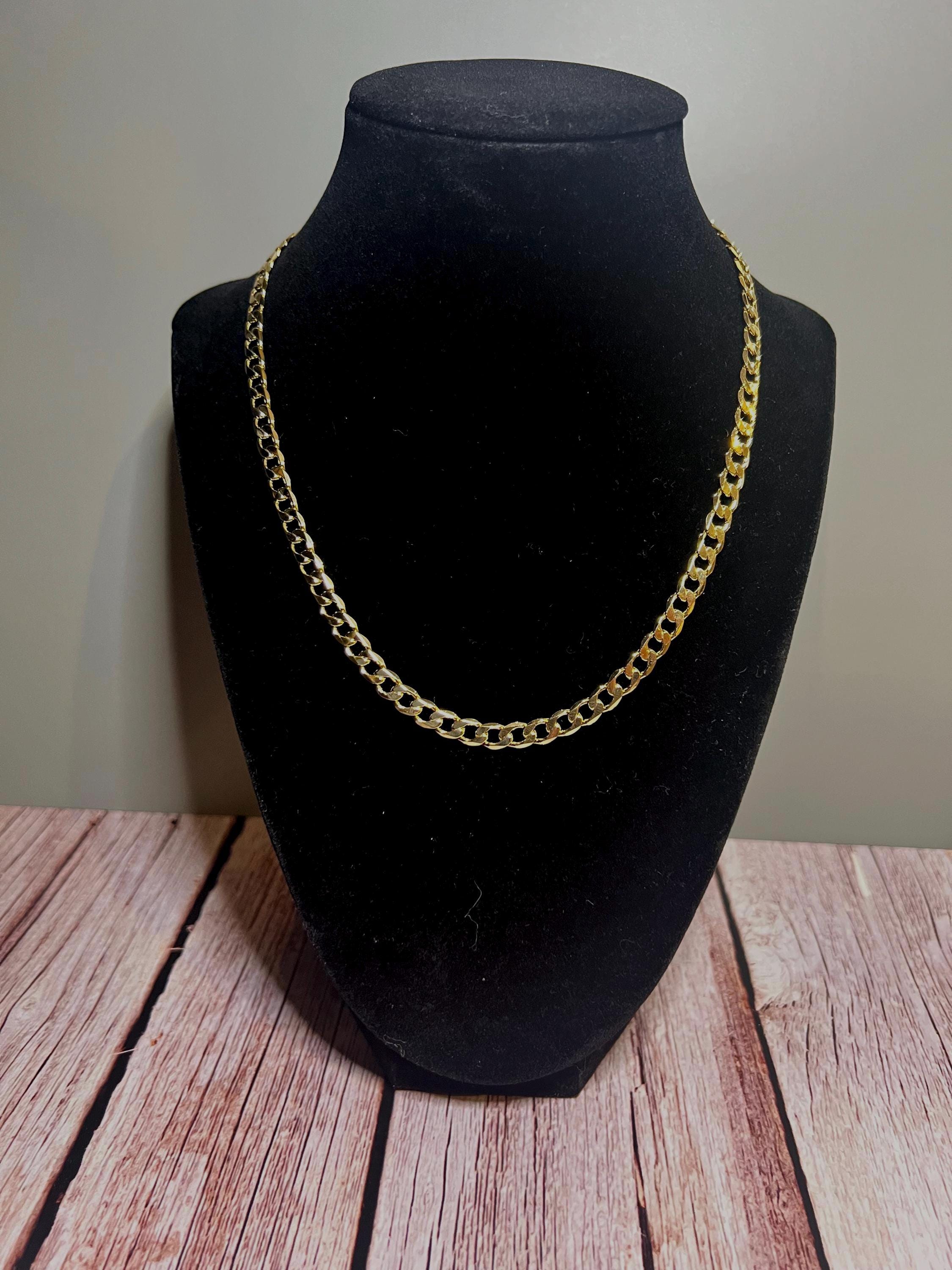 Collana Cubana Taglio Diamante 14 Carati, 9 Mm, Uomo/donna, Oro Laminato 14k, Robusta E Lucida