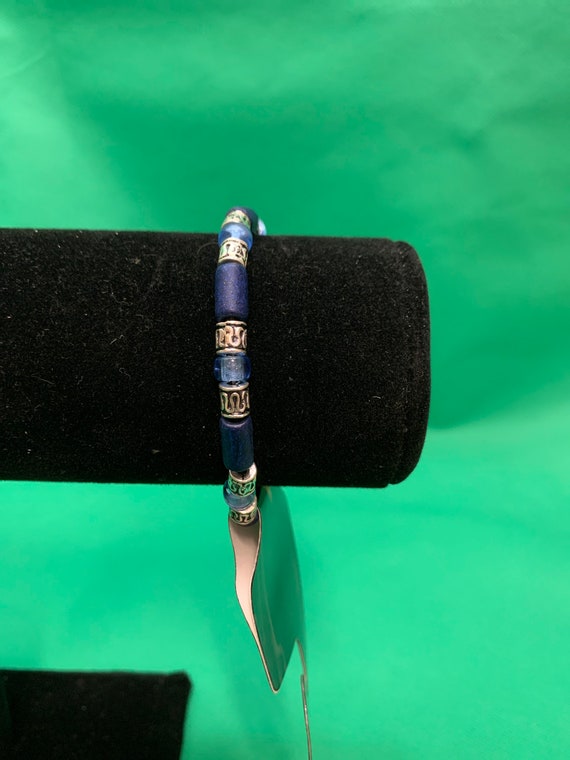 Absinthe Stainless Steel Blue Beaded Bracelet Stea