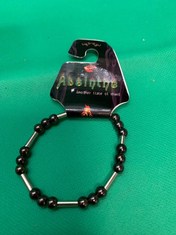 Absinthe Stainless Steel Black Beaded Bracelet St… - image 4