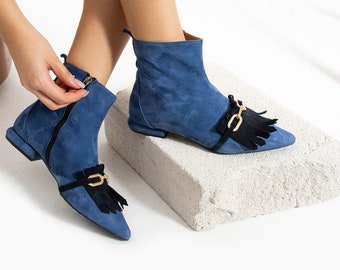 Botas de mujer de cuero genuino zapatos hechos a mano folle-serenity