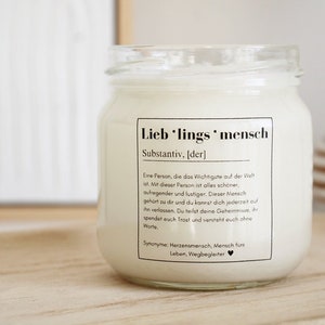 vegan scented candle made of soy wax LIEBLINGSMENSCH, 200ml, candle in a glass, candle in a bowl