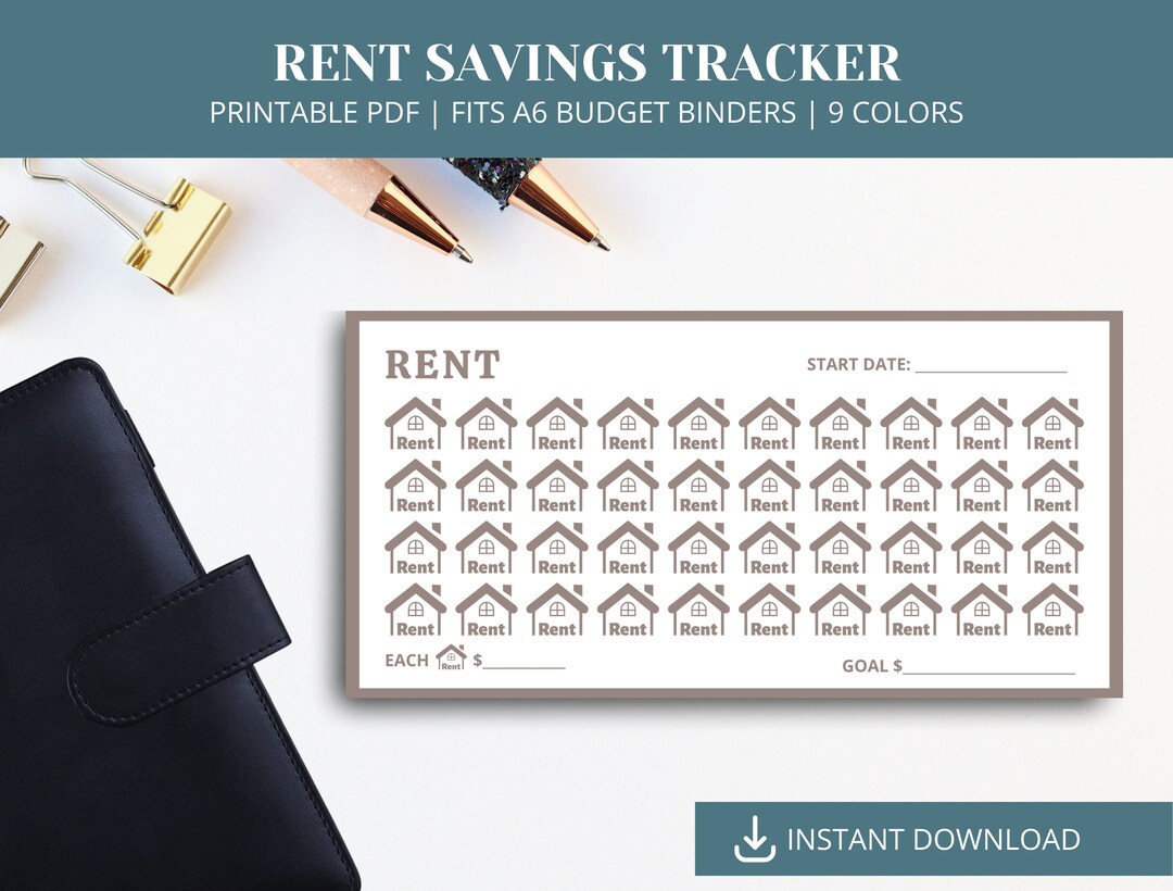 Rent Saving Challenge, Printable A6 Budget Binder Insert, Mini Money