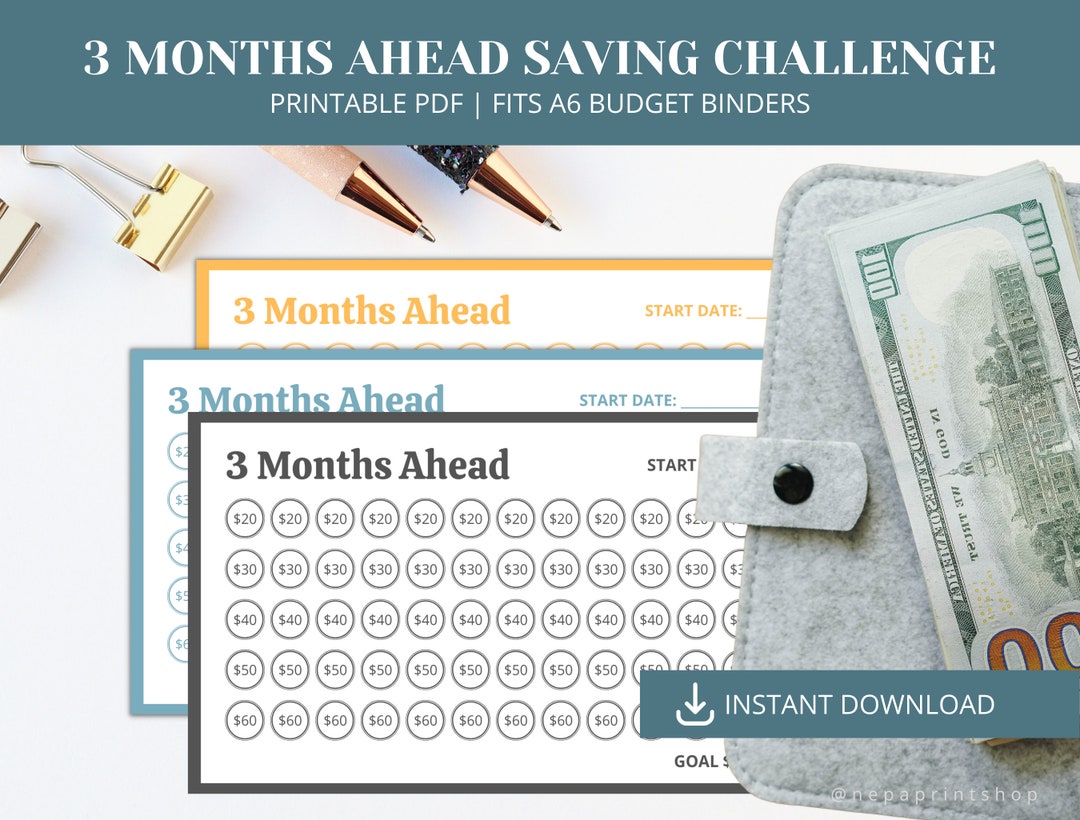 3 Months Ahead Saving Challenge, Printable A6 Budget Binder Insert ...