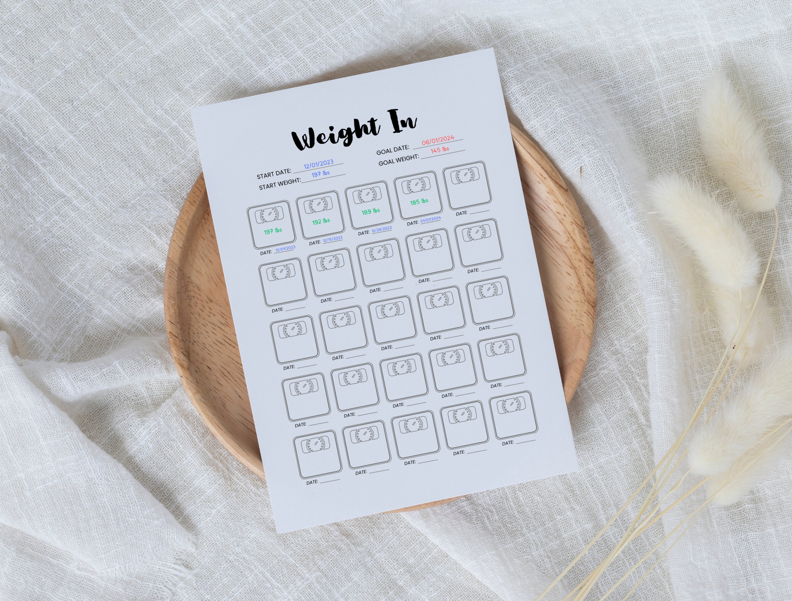 Printable Weight Tracker, Weight Log, Journal Page, Daily Habit Tracker ...