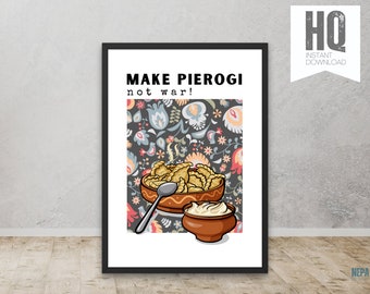 Affiche Pierogi, Art mural Pierogi, Art mural imprimable de Pologne, Affiche de Pologne, Cadeaux de Pologne, Œuvre d’art Pierogi, Nourriture polonaise, Décor de cuisine