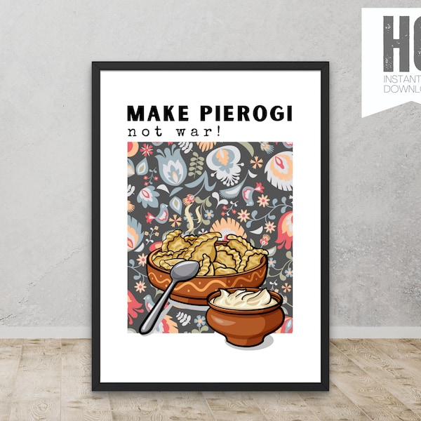 Pierogi Poster, Pierogi Wall Art, Printable Poland Wall Art, Poland Poster, Poland Gifts, Pierogi Art Work , Polish Food, Kitchen Decor