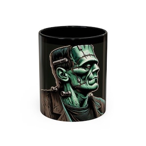 Frankenstein Accent Coffee Mug - Halloween Gift, Spooky Decor, Monster Lover Mug, Unique Drinking Cup, Gothic Kitchenware