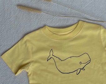 Wal Babyshirt, individualisierbares T-Shirt mit Tier und Name, Geschenk für Geburt Mädchen, Geburtstagsgeschenk Junge