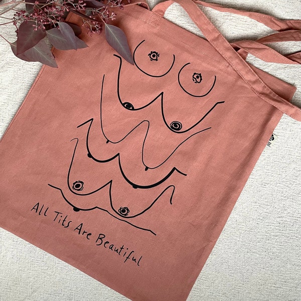 Bolsa de tela orgánica estampada a mano, bolsa de yute feminista, regalo de amigo secreto para novia