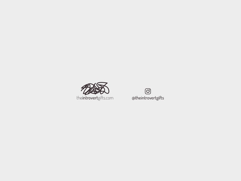 May include: A light gray background with the text "theintrovertgifts.com" and "@theintrovertgifts" in black. The website text is below a black abstract design. The Instagram handle is in a black square.