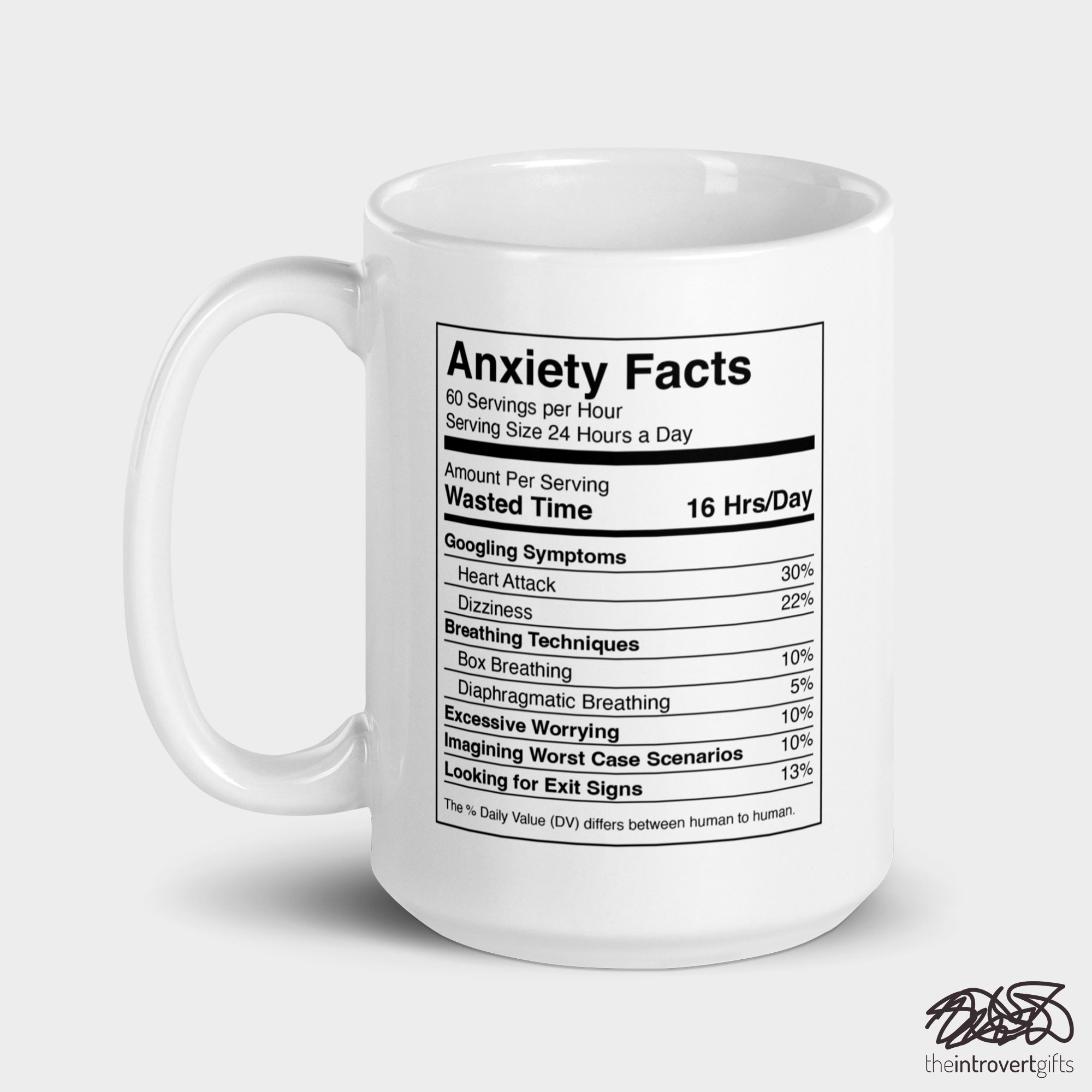 Anxiety Nutrition Facts Mug, Introvert Mug, Anxiety Mug, Sarcastic Mugs ...