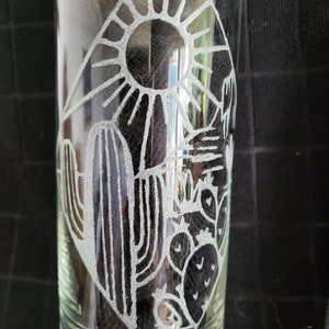 Desert engraved LED candle holder