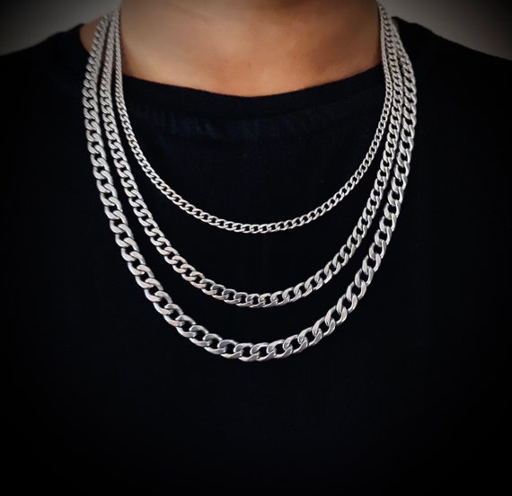 Stainless Steel Mens Curb Chain Silver Colour Mens Chain Mens