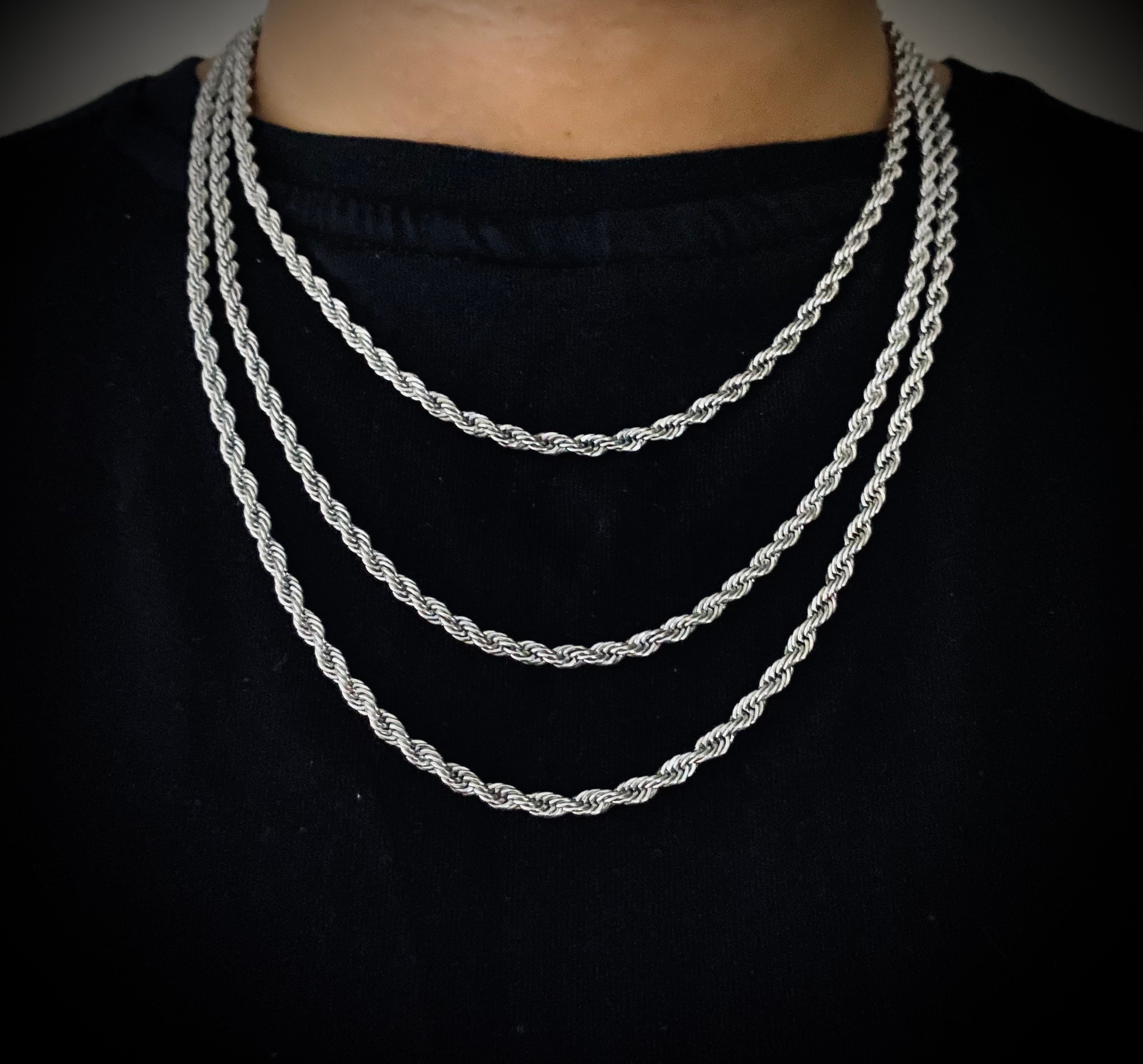 Silver Thin Mens Chain Cuban Necklace Stainless Steel Chain - 16 18 20 22 24 26 - Mens Jewelry - Mens Necklace Chain - Gifts for Men