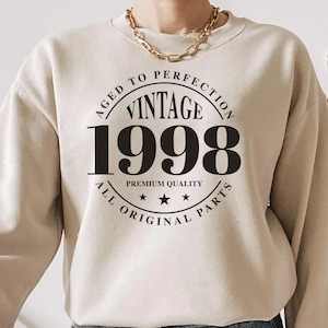 Vintage 1998 Crewneck Sweatshirt, Vintage 1998 Shirt, 25th Birthday Gift, Unisex Crewneck, 25th Milestone Birthday