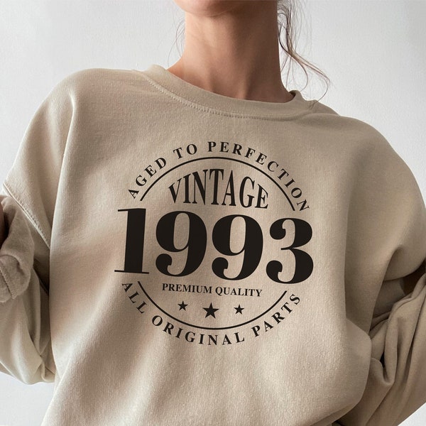 Vintage 1993 Crewneck Sweatshirt, Vintage 1993 Sweater, Custom Birthday Year Gift