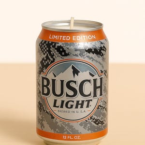 Handgefertigte Sojakerze „Busch Light Orange Camo“ mit individuellem Duft