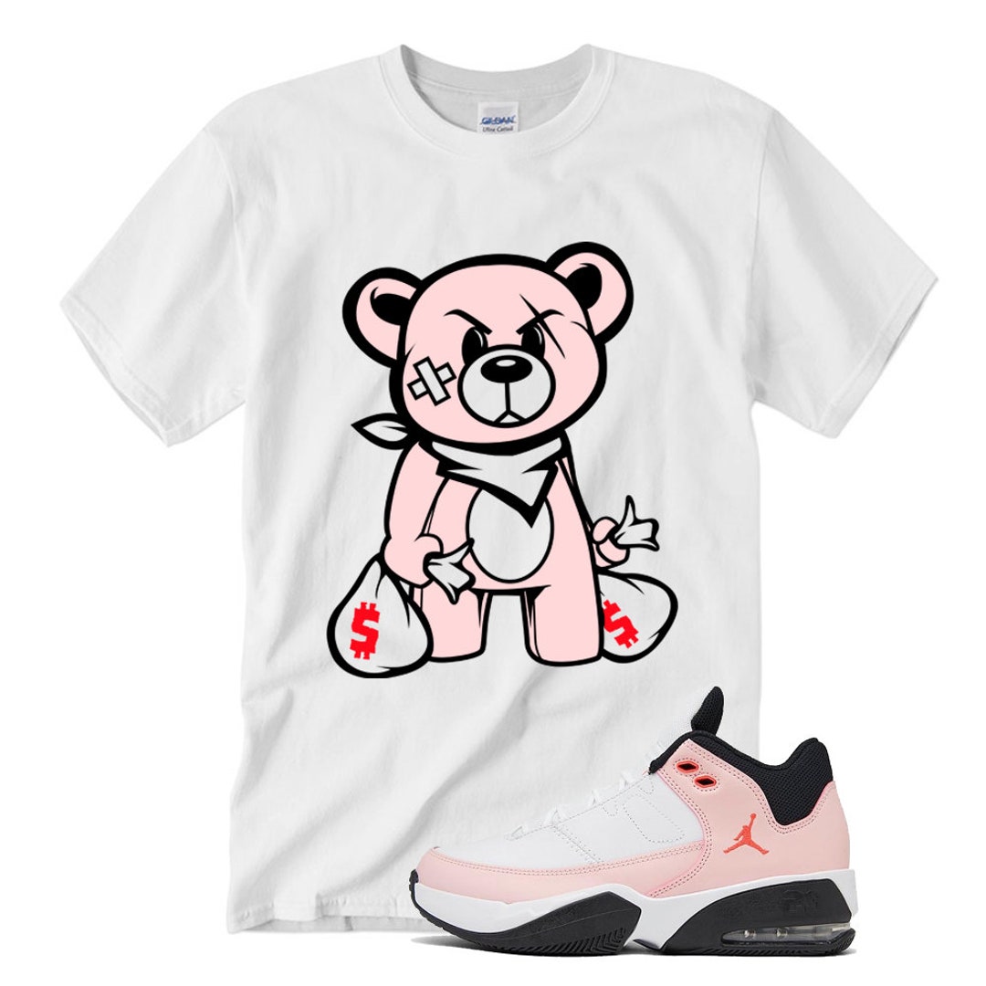 pink black and white jordan shirt