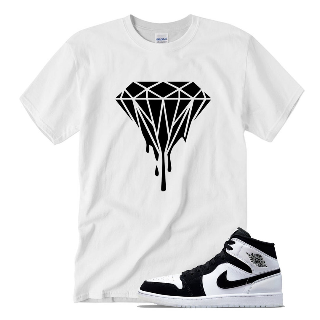 White DIAMOND T Shirt for Air Jordan 1 Mid Diamond Drip White - Etsy Hong  Kong