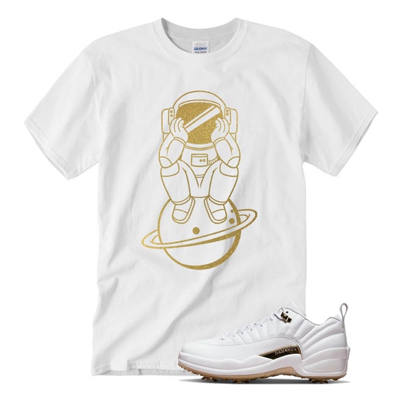 white and gold jordan t shirt