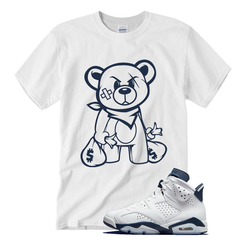 White BEAR T-shirt for Midnight Navy Blue Jordan 6 College - Etsy