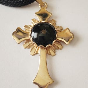 Vintage Lord&#39;s Prayer Cross Gold Tone Pendant Stanhope Viewing Lens Necklace