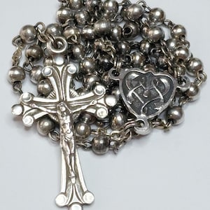 Vintage Solid Sterling Silver Small Catholic Rosary -  925 Hallmarked Crucifix 12gr