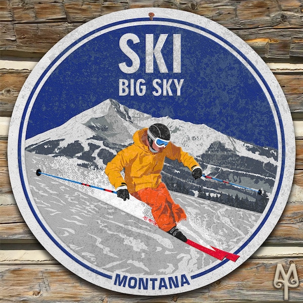 Rustic Ski Big Sky Montana Wall Sign