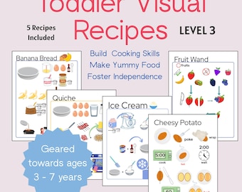 Recetas visuales para niños pequeños, nivel 3, descarga instantánea, mamá y yo, inspirado en Montessori