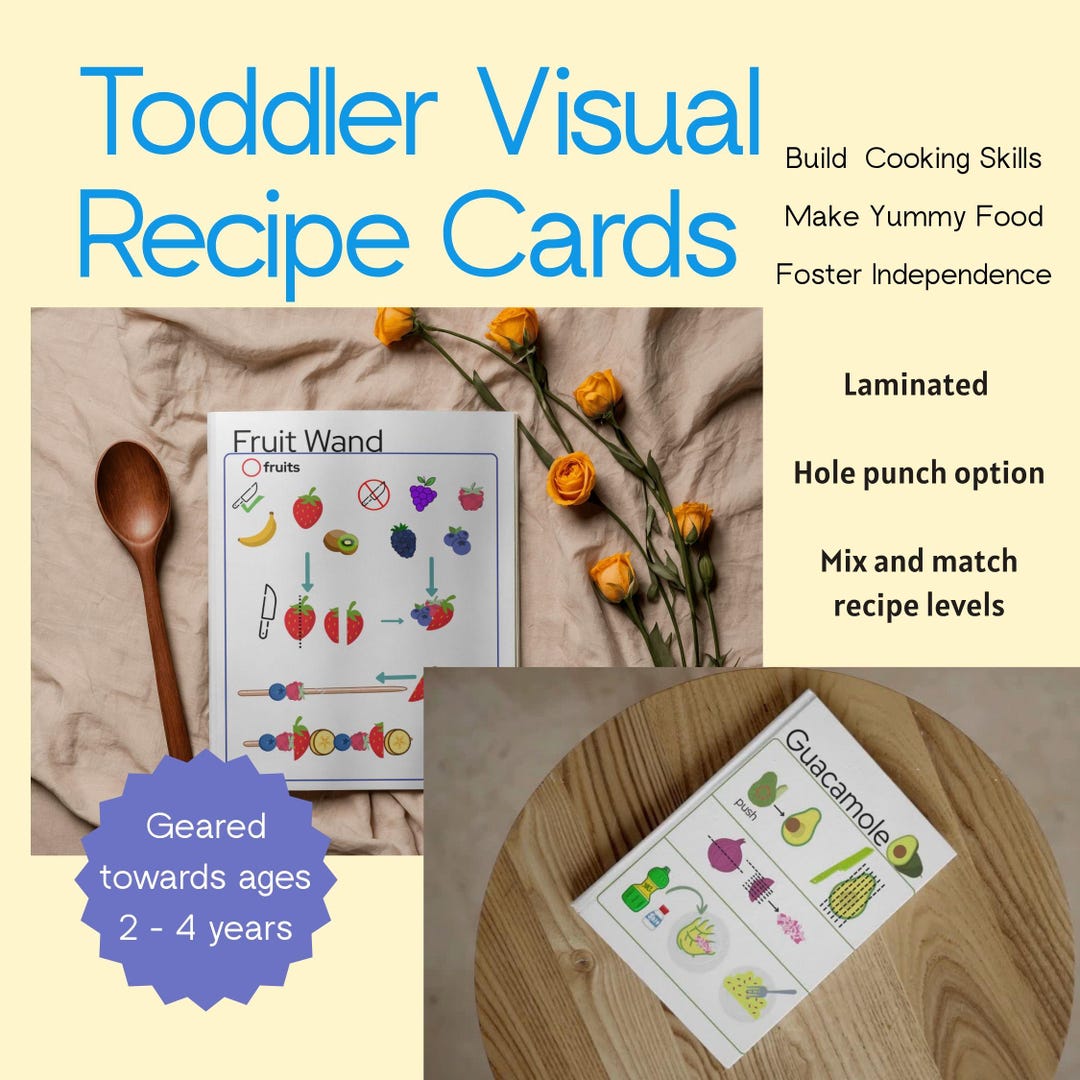 Laminated Toddler Visual Recipe Cards - Mommy & Me Learn to Cook - Etsy