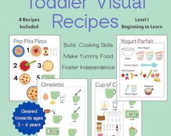 Recetas visuales para niños pequeños imprimibles: desarrolle habilidades culinarias con mamá. Instrucciones: nivel principiante fácil.