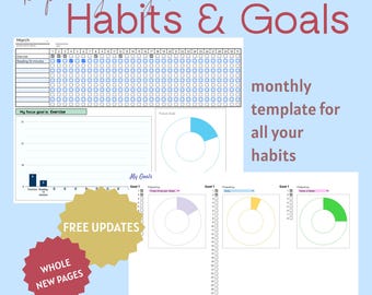 Paquete de Hojas de cálculo de Google para el seguimiento de hábitos, objetivos y progreso de proyectos, totalmente personalizable.