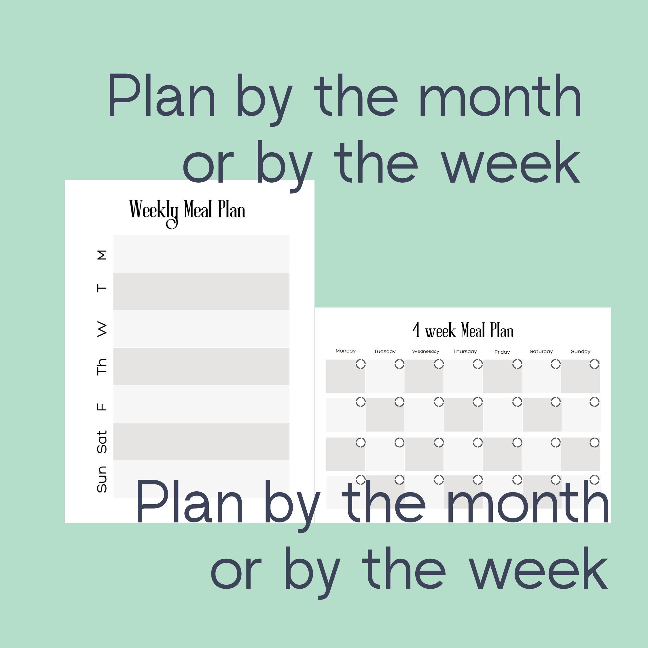 Meal Planner Bundle Printable Weekly Monthly Recipes and Shopping List ...